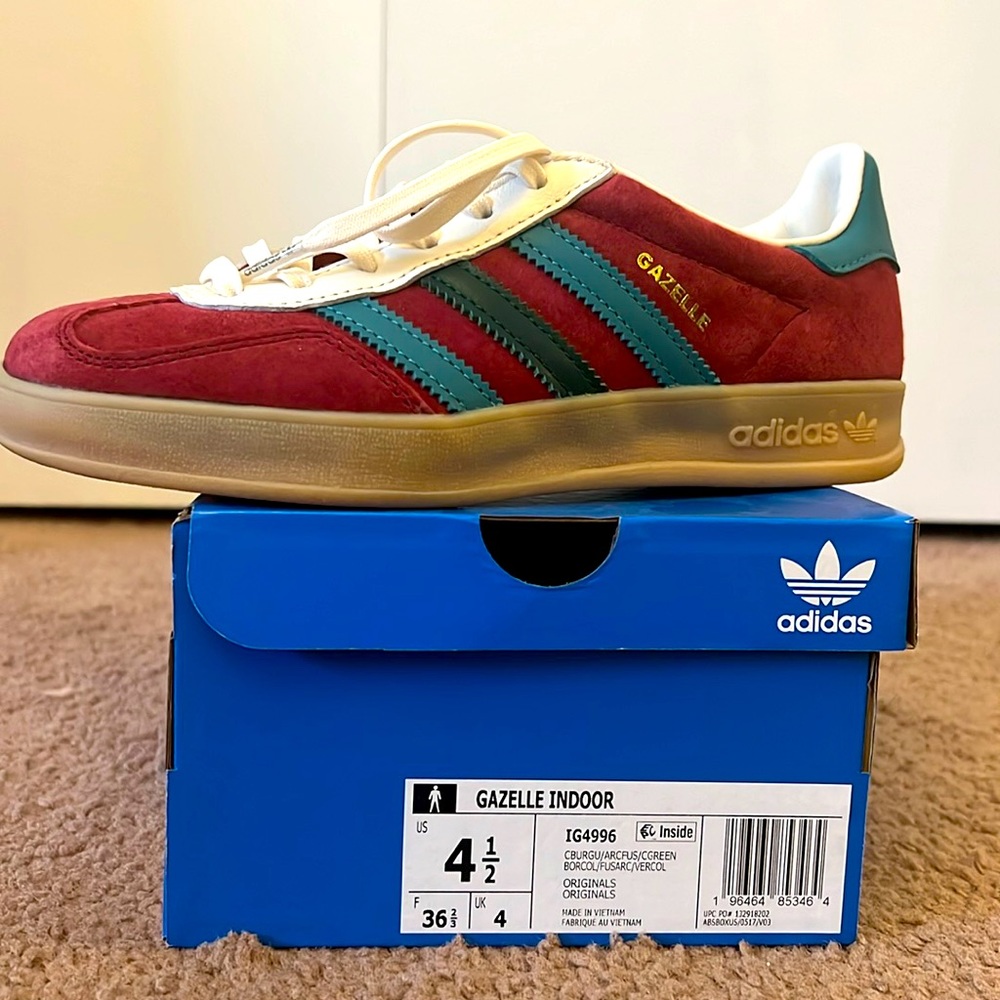 Adidas Gazelle Indoor Size 4.5 Burgundy IG4996 in Perfect Condition